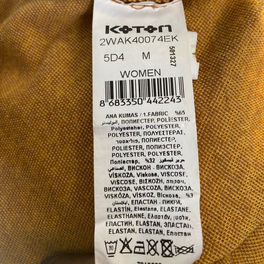 KOTON Buttoned Detailed Patterned Shirt Size M Mustard - Picture 17 of 17